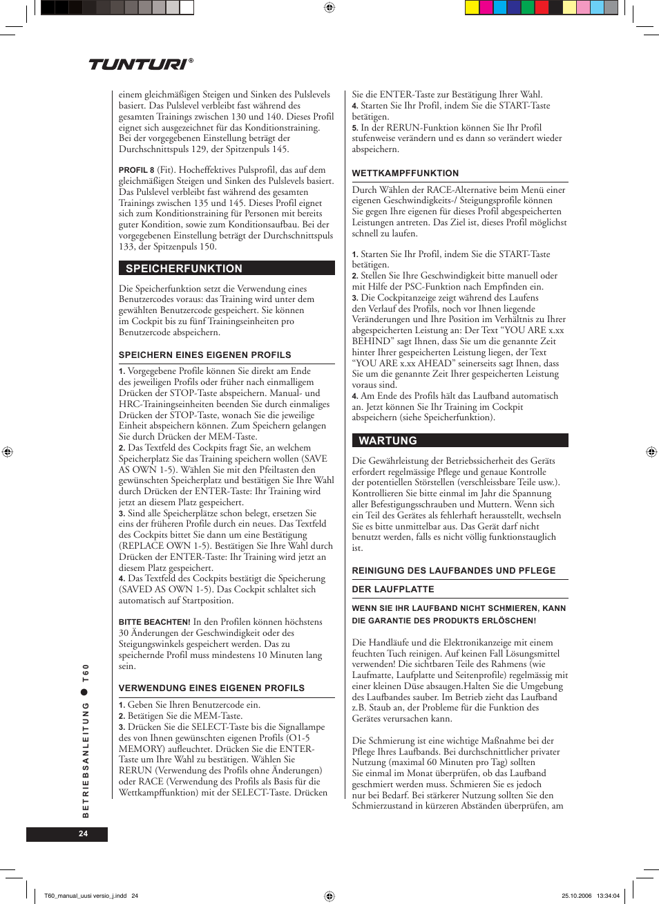 Tunturi T60 User Manual | Page 24 / 108