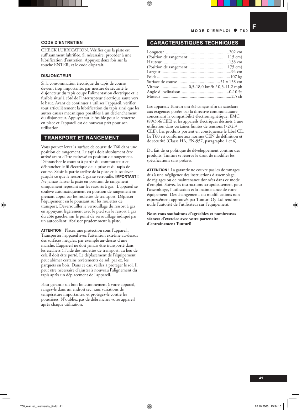 Tunturi T60 User Manual | Page 41 / 108
