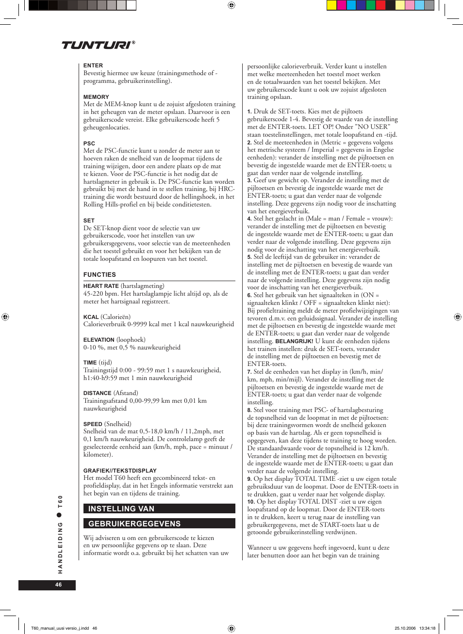 Tunturi T60 User Manual | Page 46 / 108