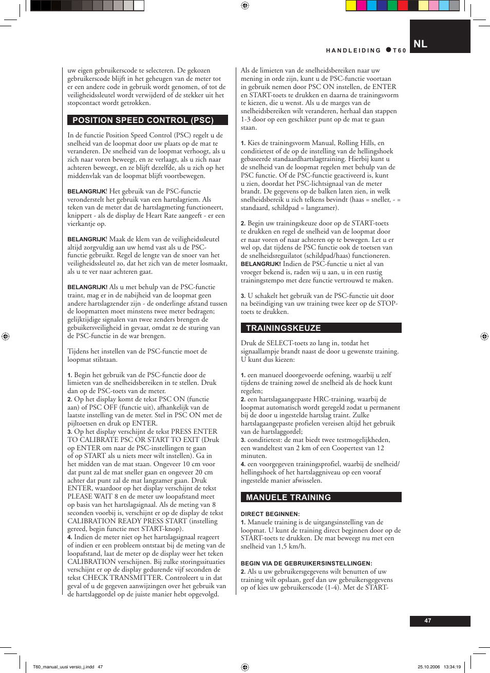 Tunturi T60 User Manual | Page 47 / 108