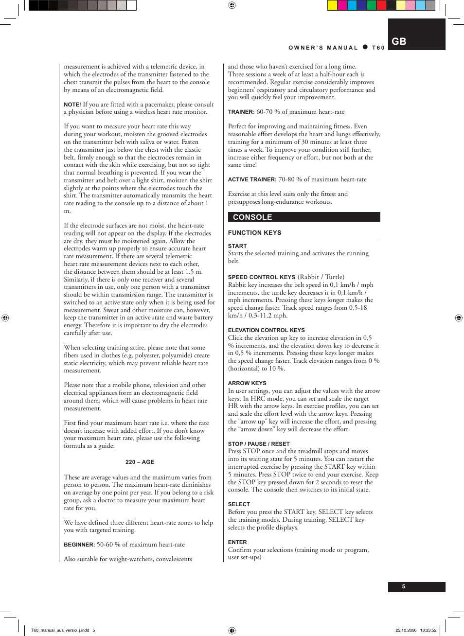 Tunturi T60 User Manual | Page 5 / 108