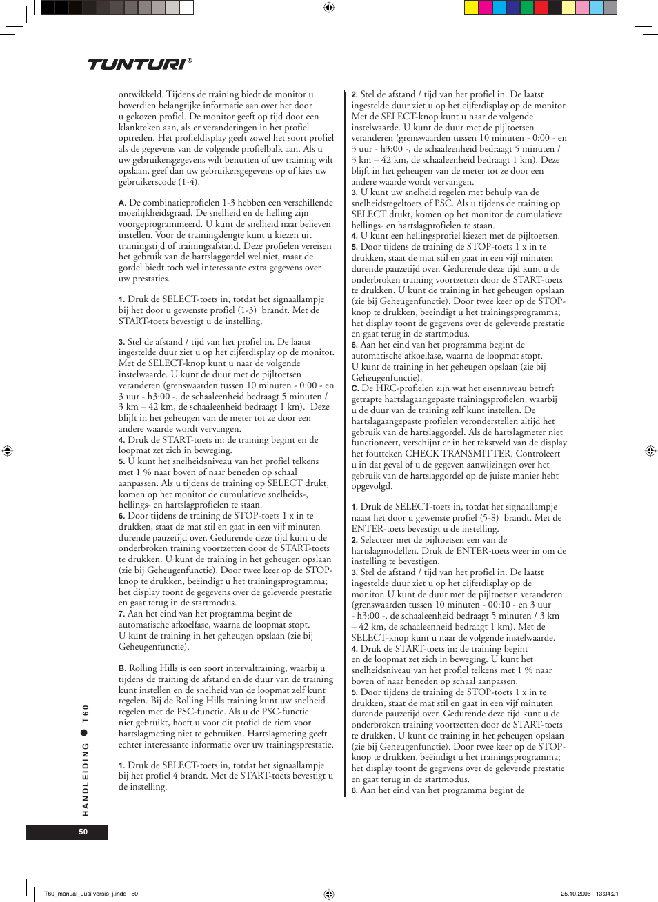 Tunturi T60 User Manual | Page 50 / 108