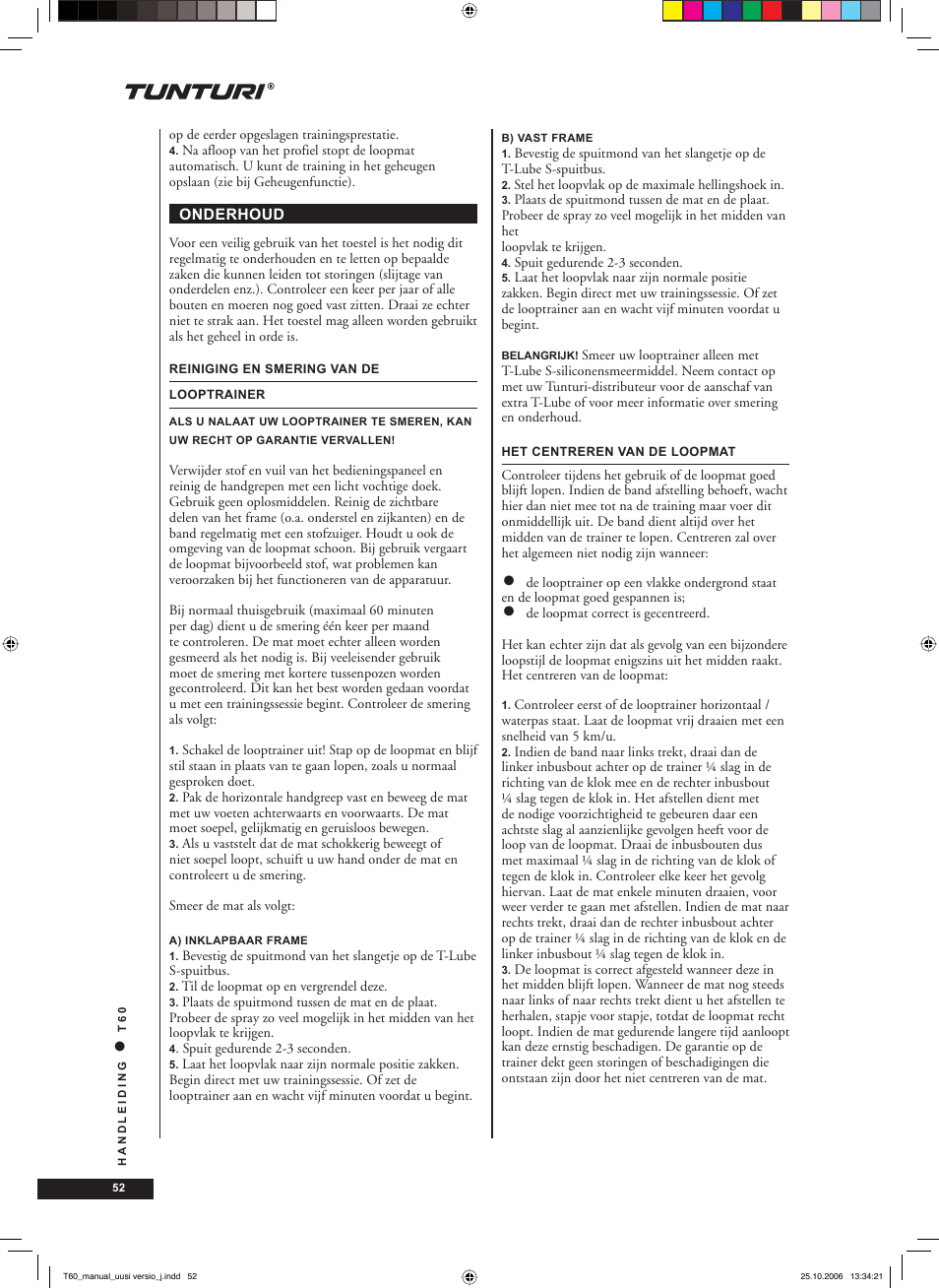 Tunturi T60 User Manual | Page 52 / 108