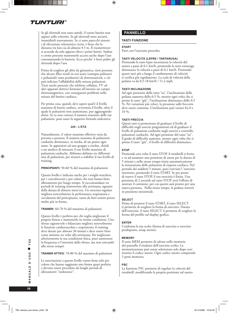 Tunturi T60 User Manual | Page 58 / 108