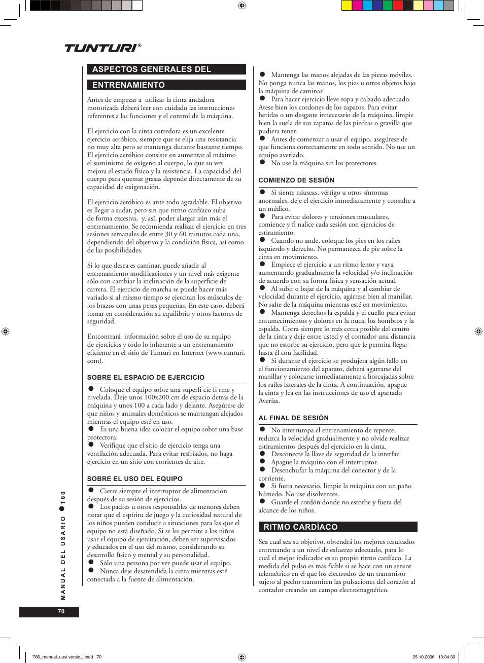 Tunturi T60 User Manual | Page 70 / 108