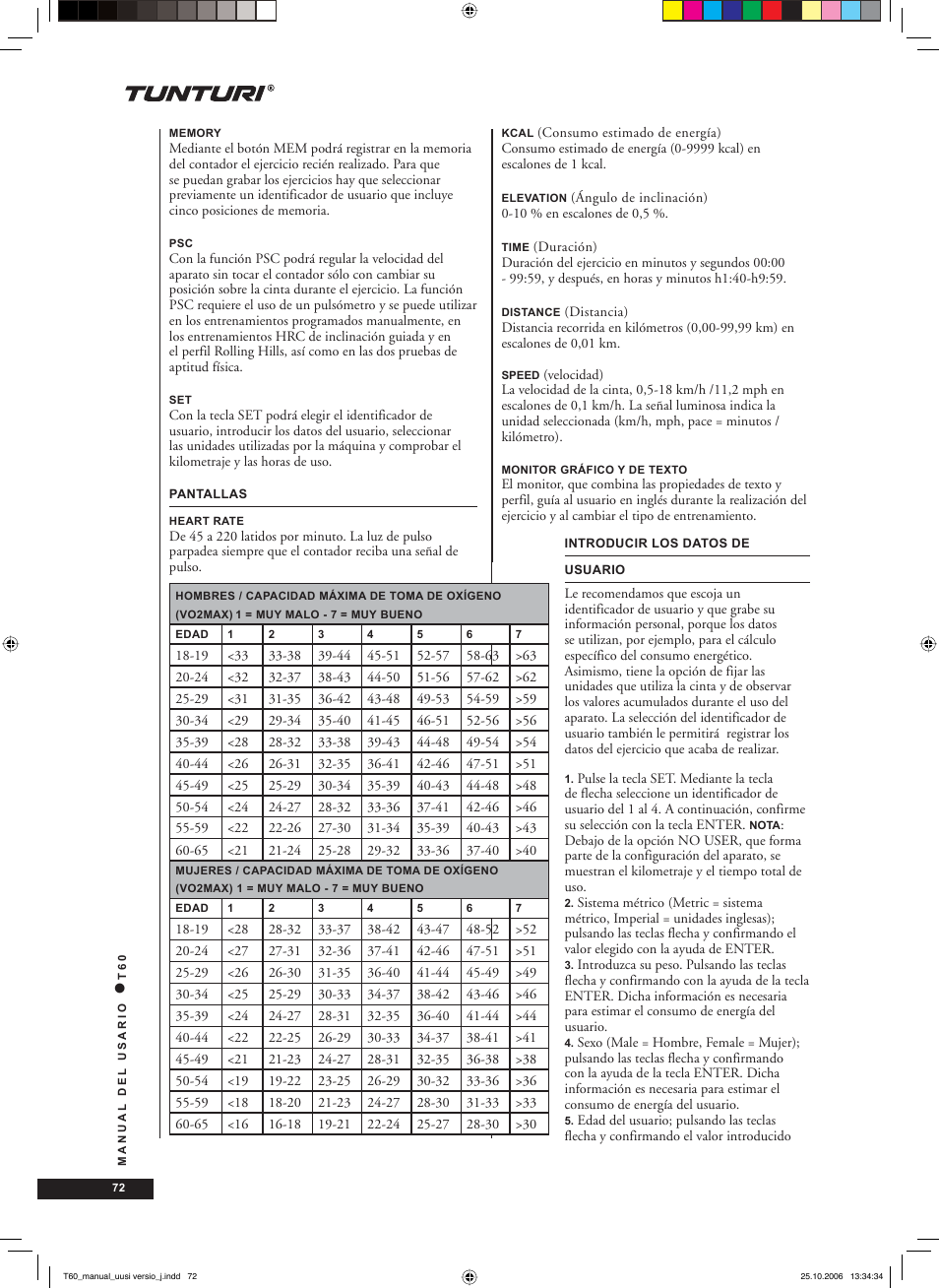 Tunturi T60 User Manual | Page 72 / 108