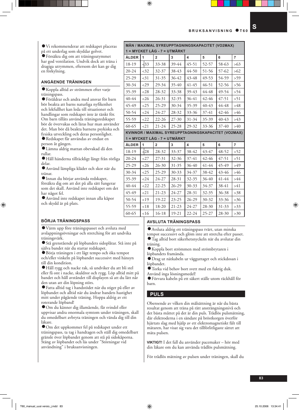 Tunturi T60 User Manual | Page 83 / 108