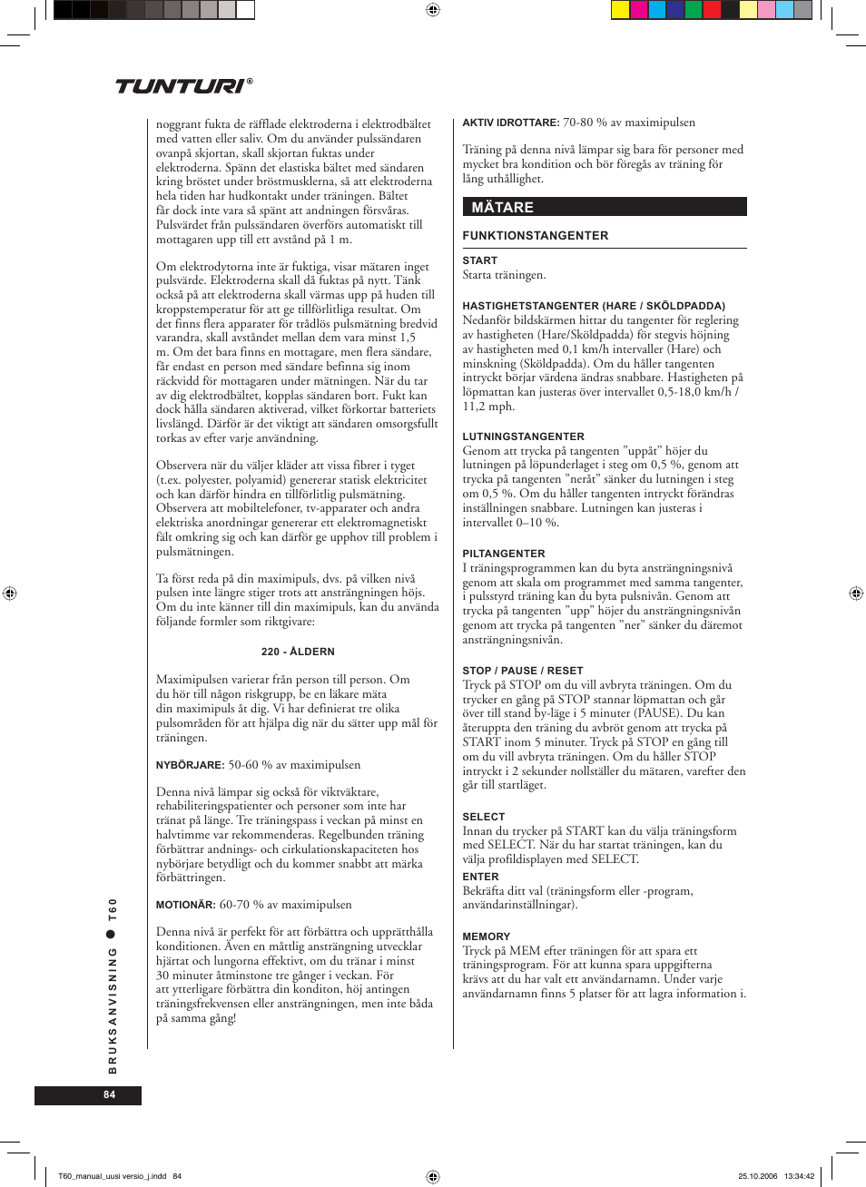 Tunturi T60 User Manual | Page 84 / 108