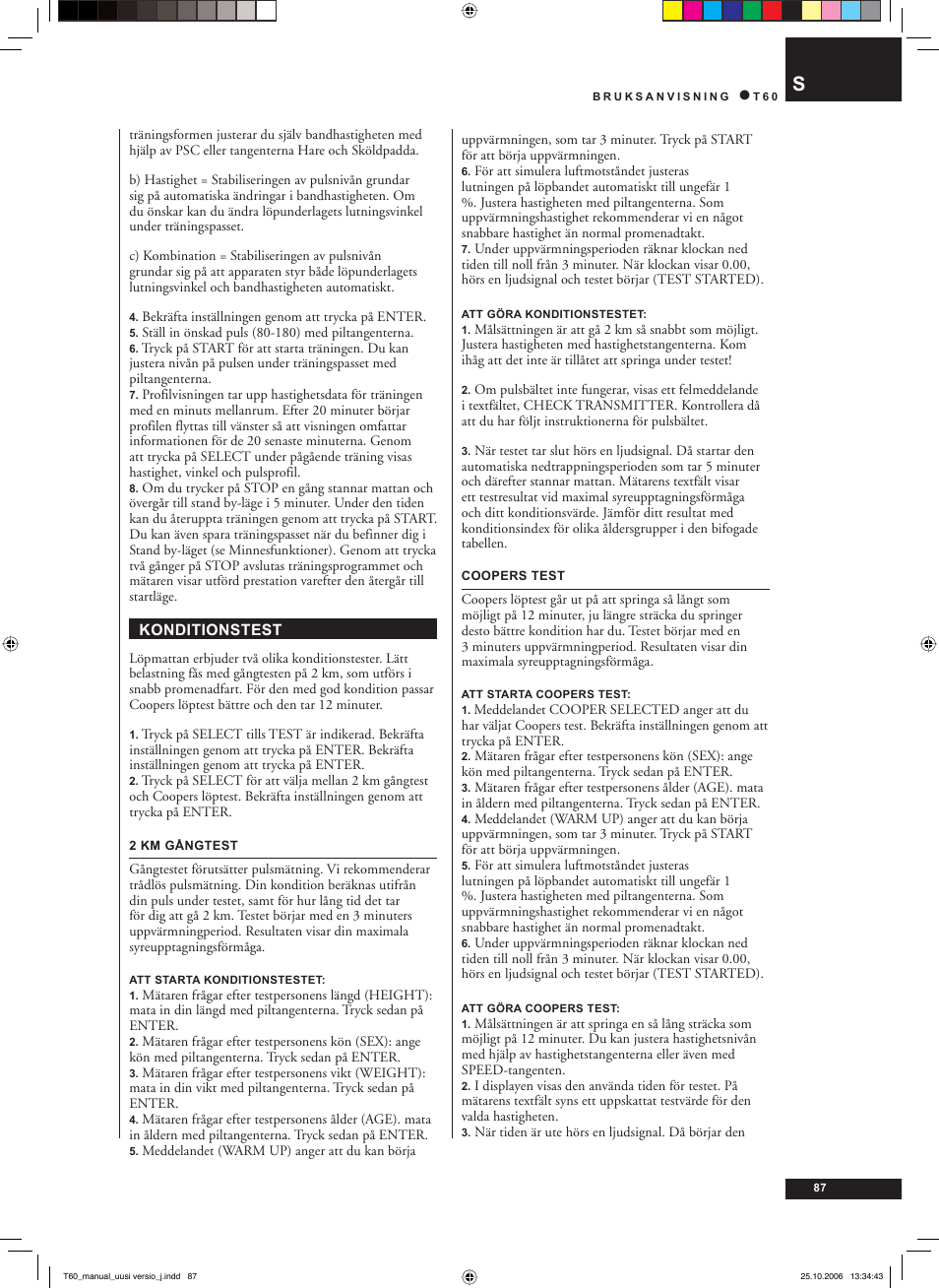 Tunturi T60 User Manual | Page 87 / 108
