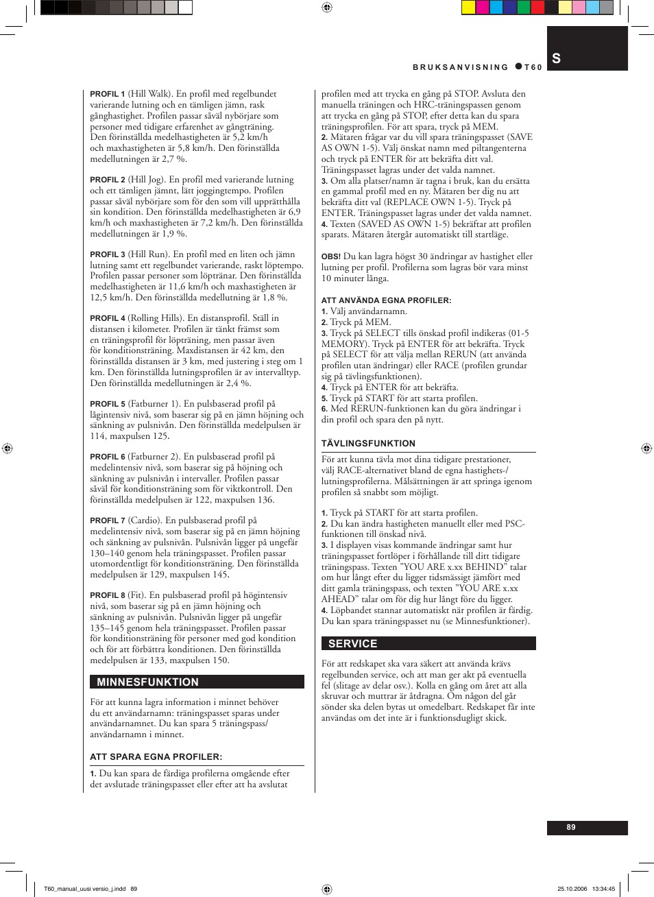 Tunturi T60 User Manual | Page 89 / 108