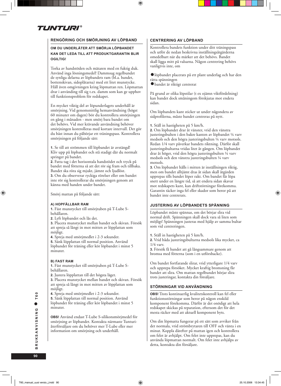 Tunturi T60 User Manual | Page 90 / 108