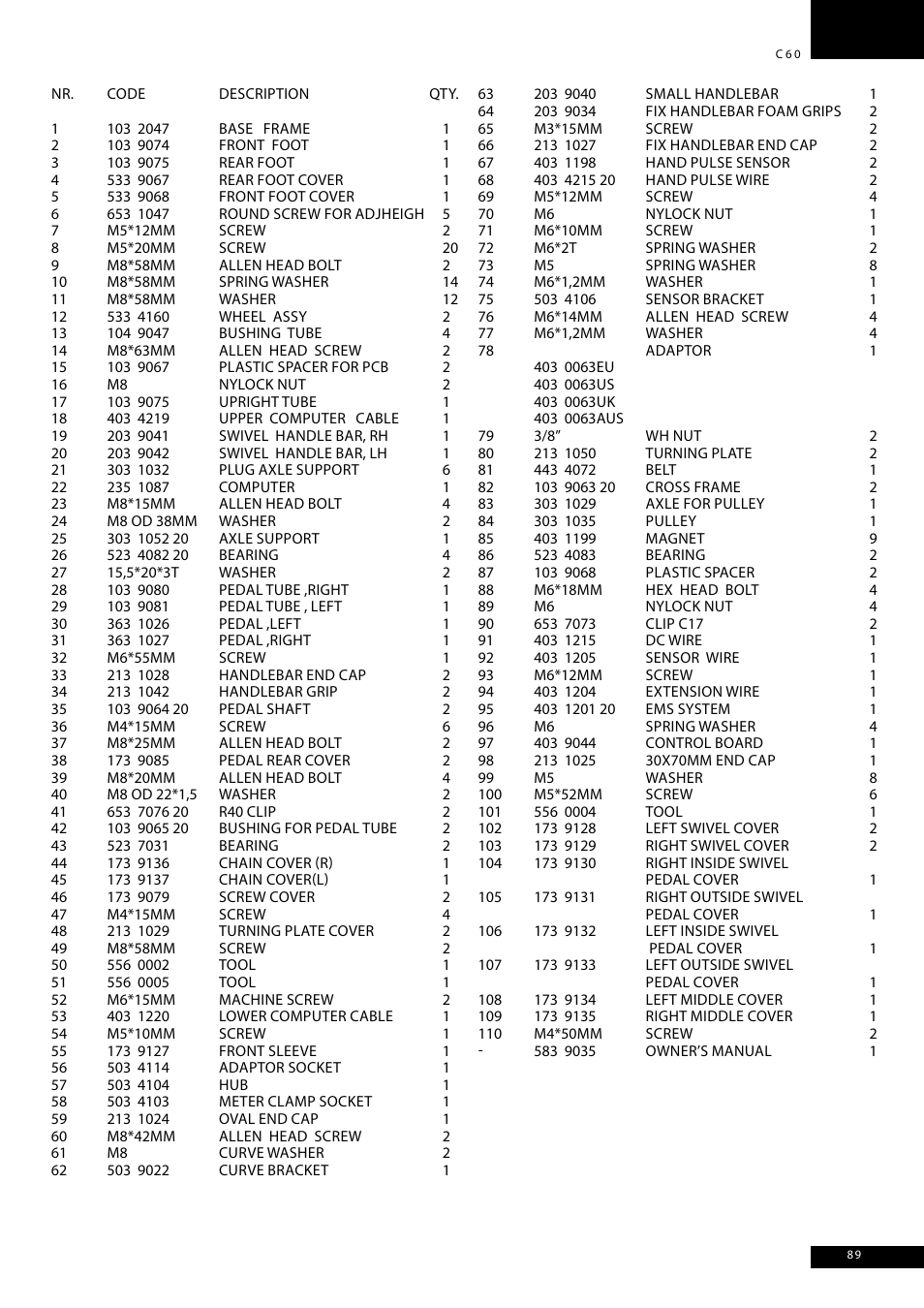 Tunturi C60 User Manual | Page 89 / 92