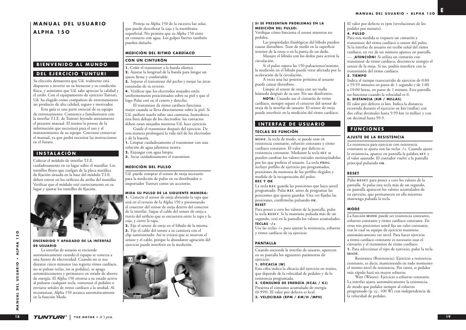 Tunturi ALPHA 15O User Manual | Page 10 / 19