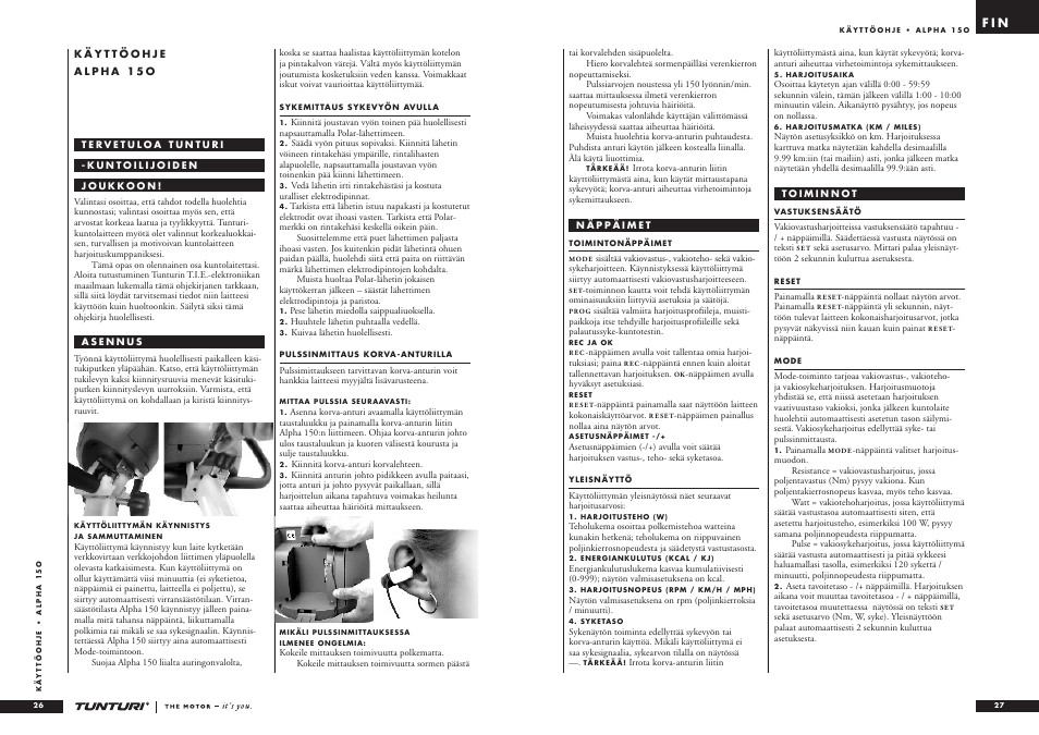 F i n | Tunturi ALPHA 15O User Manual | Page 14 / 19