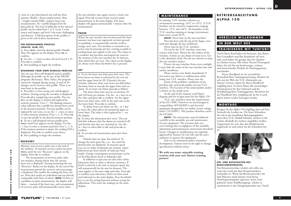 Tunturi ALPHA 15O User Manual | Page 3 / 19