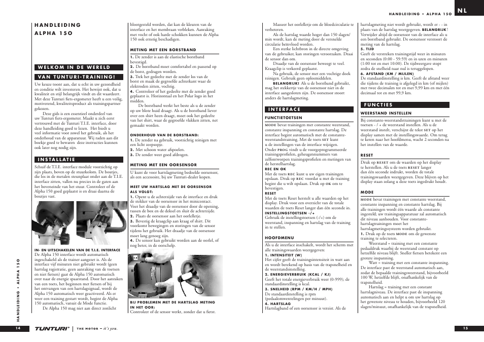 Tunturi ALPHA 15O User Manual | Page 8 / 19