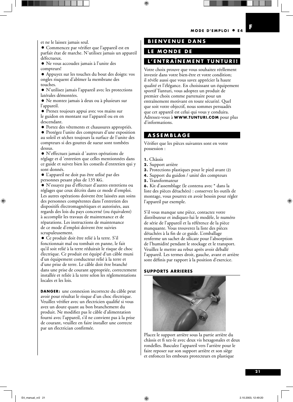Tunturi E4 User Manual | Page 20 / 75