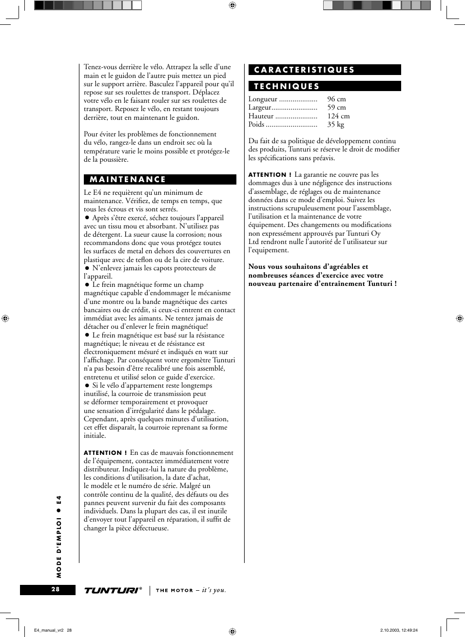 Tunturi E4 User Manual | Page 27 / 75