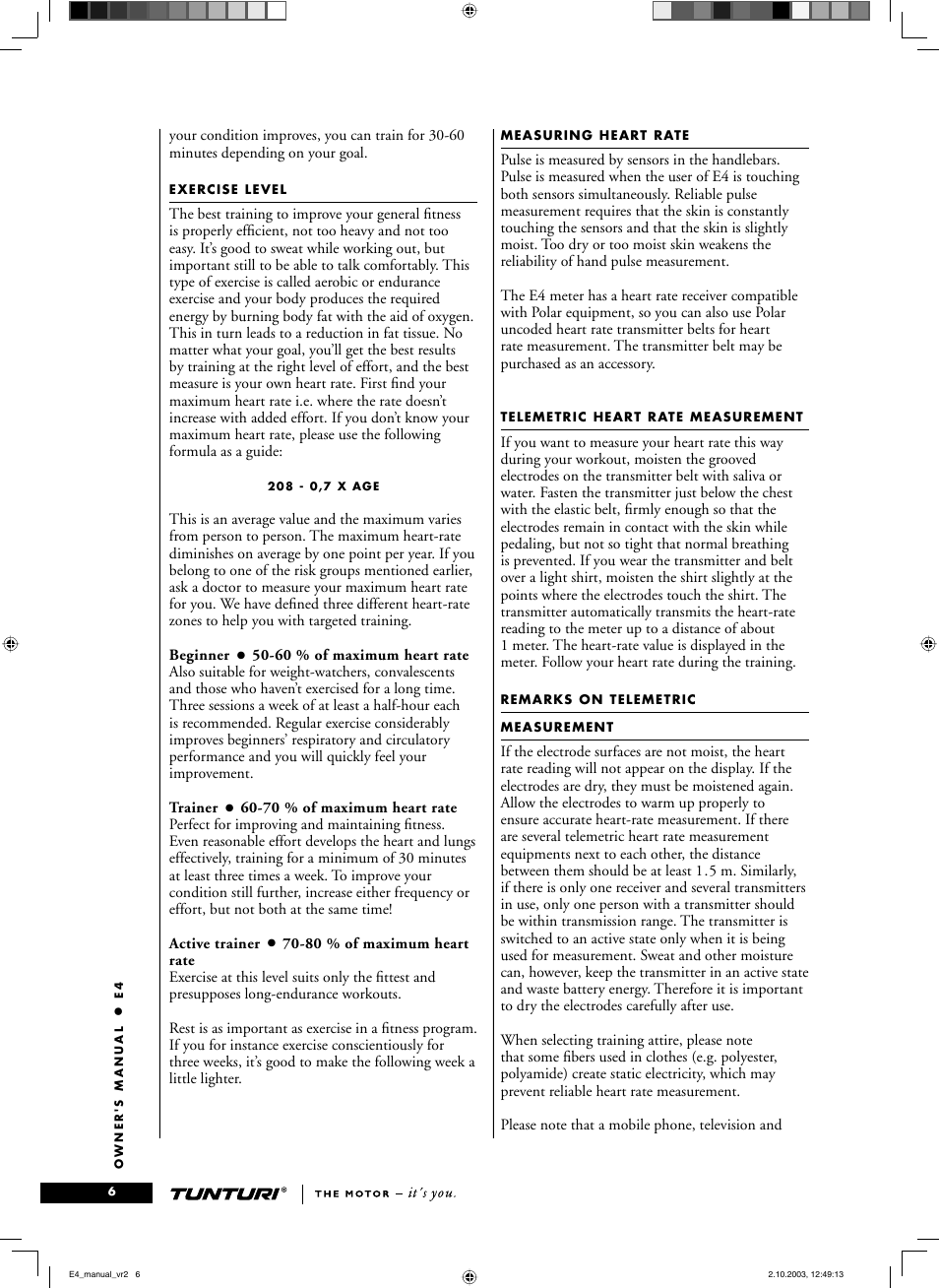 Tunturi E4 User Manual | Page 5 / 75