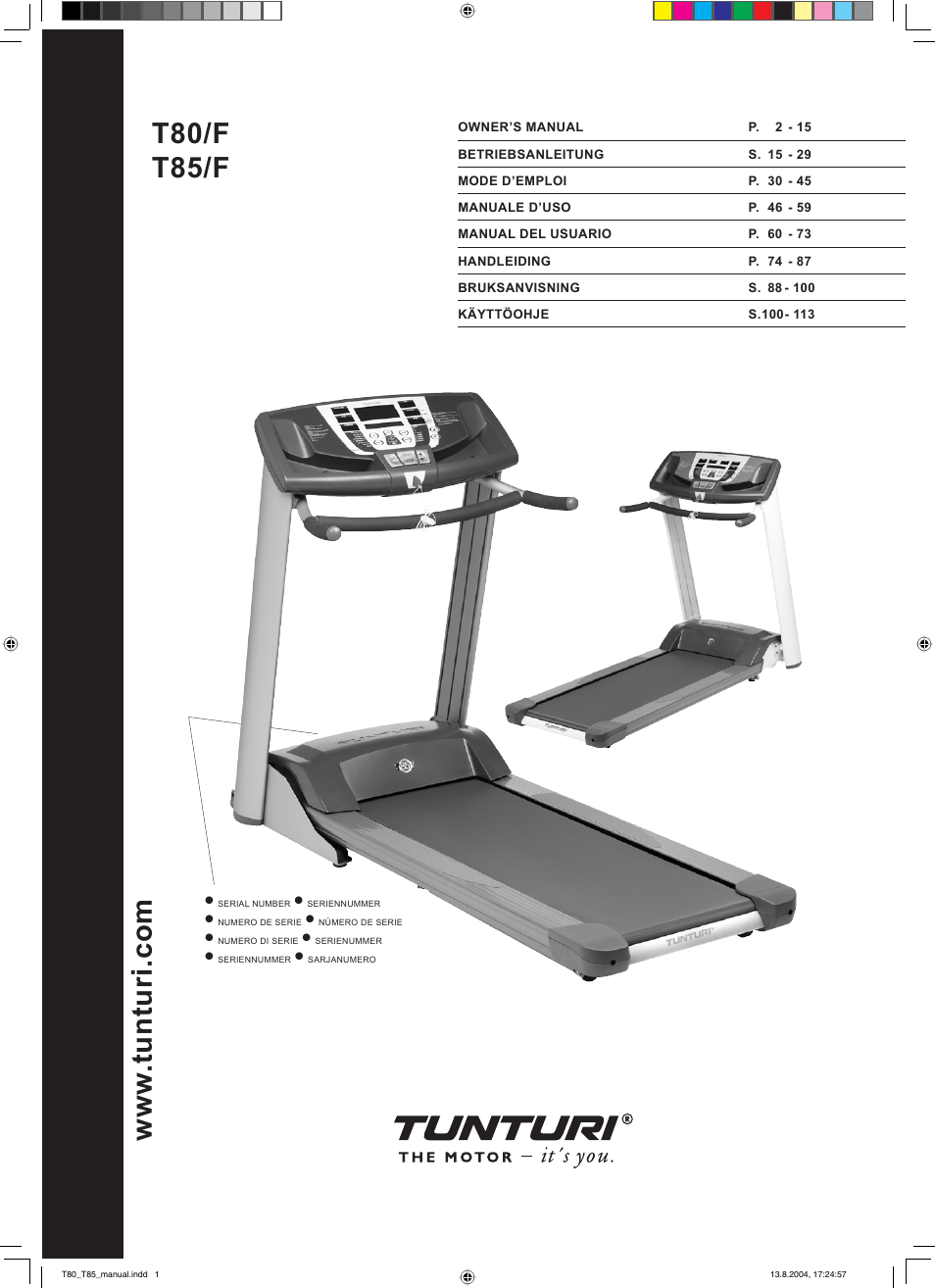 Tunturi T80/F User Manual | 120 pages