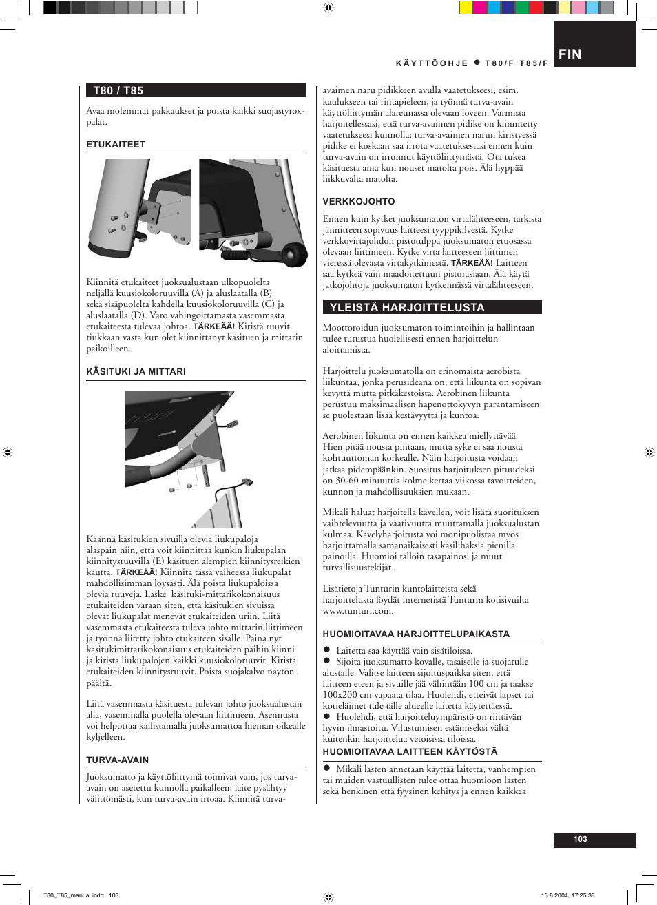 Tunturi T80/F User Manual | Page 103 / 120