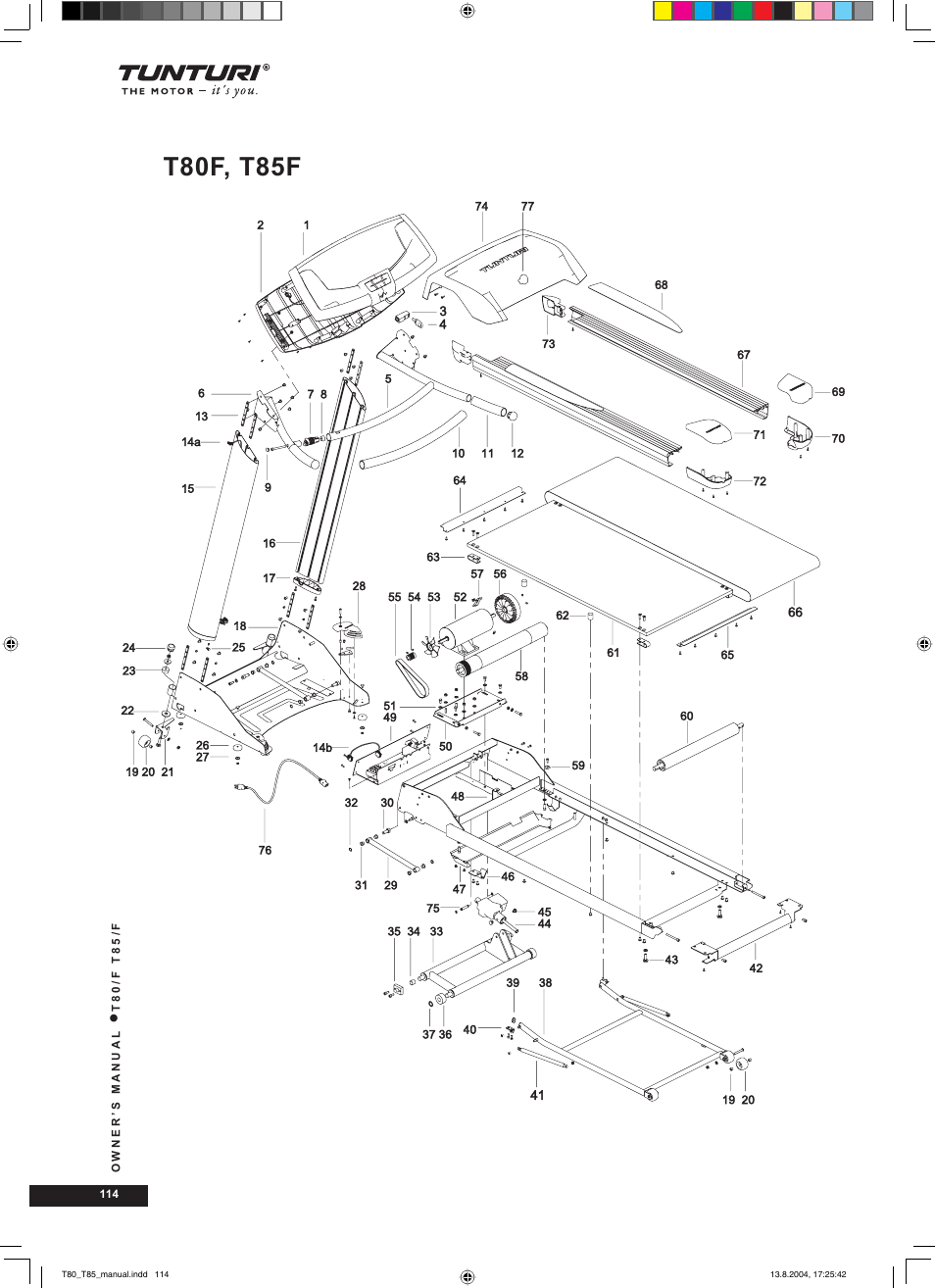 T80f, t85f | Tunturi T80/F User Manual | Page 114 / 120
