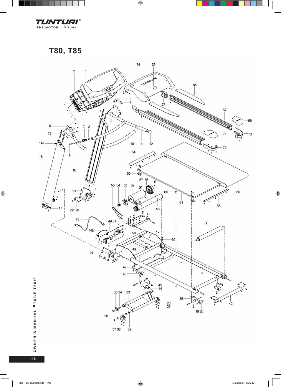 T80, t85 | Tunturi T80/F User Manual | Page 116 / 120