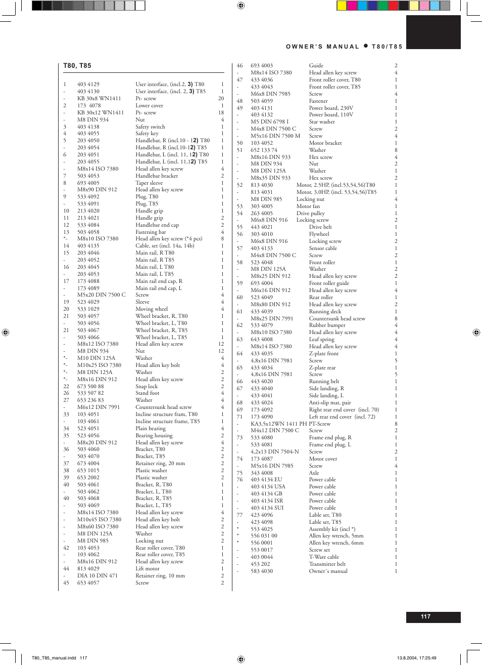 Tunturi T80/F User Manual | Page 117 / 120