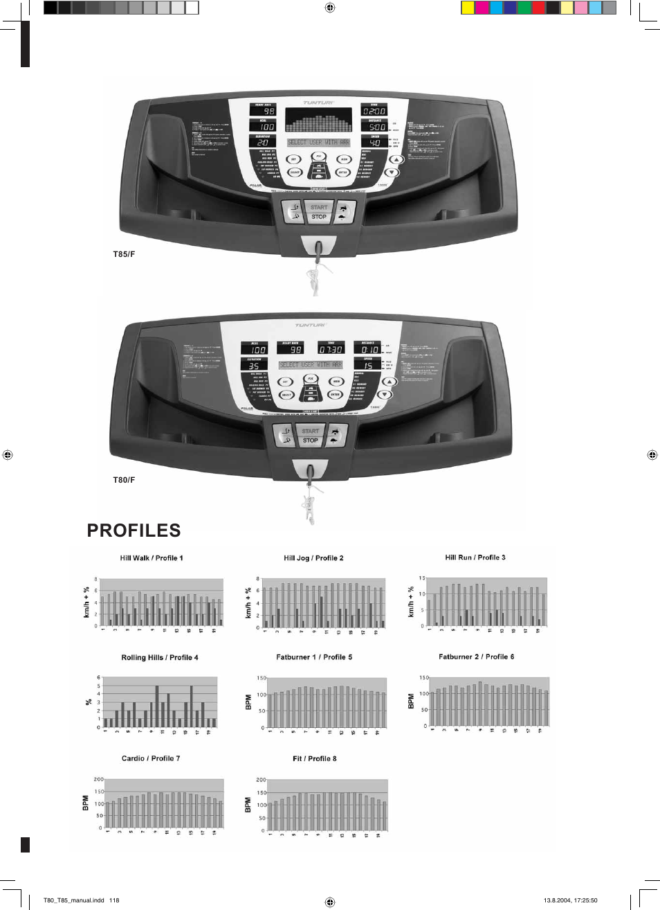 Profiles | Tunturi T80/F User Manual | Page 118 / 120