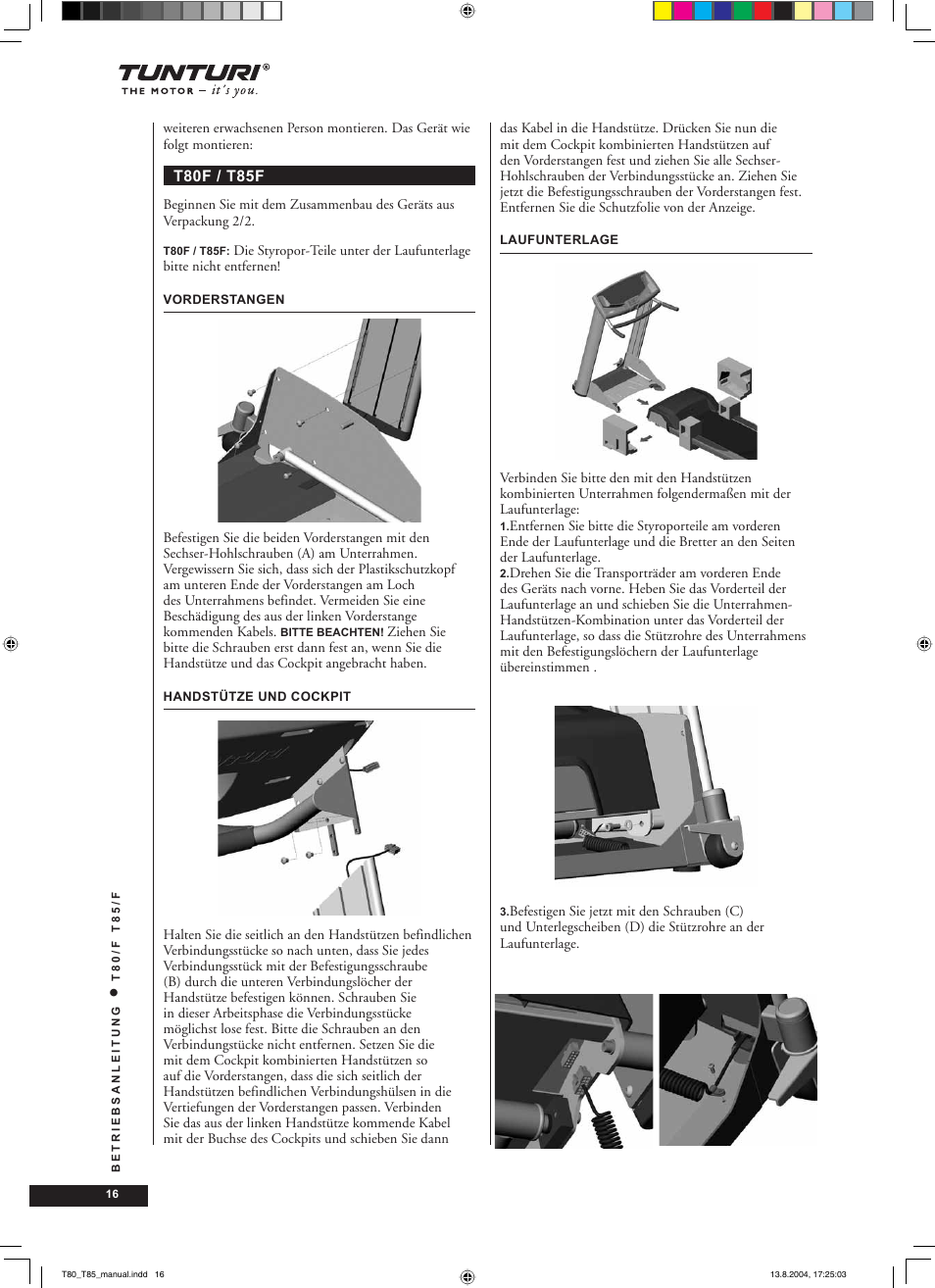 Tunturi T80/F User Manual | Page 16 / 120