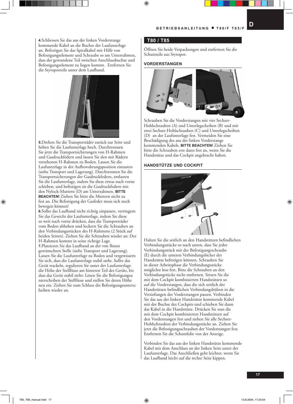 Tunturi T80/F User Manual | Page 17 / 120