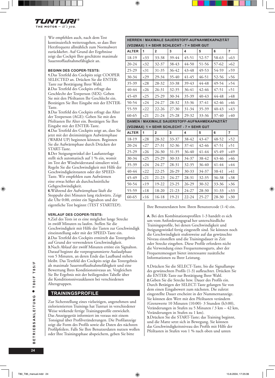 Tunturi T80/F User Manual | Page 24 / 120