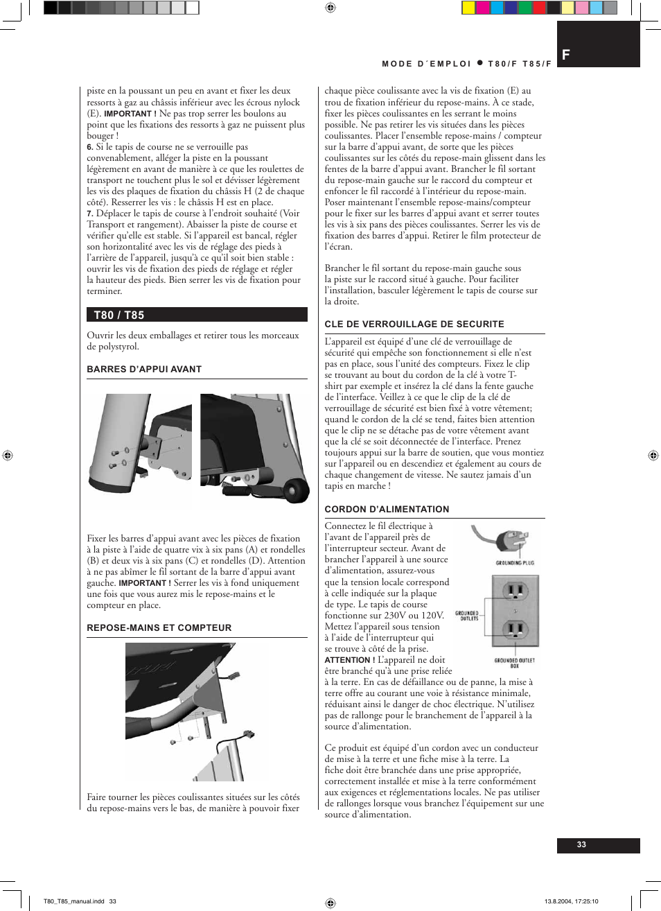 Tunturi T80/F User Manual | Page 33 / 120