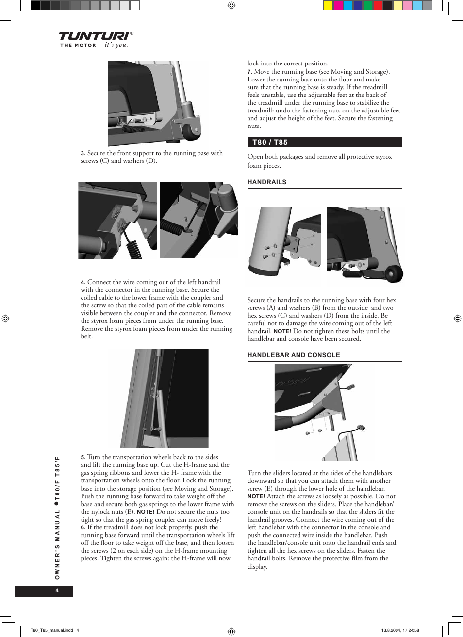 Tunturi T80/F User Manual | Page 4 / 120