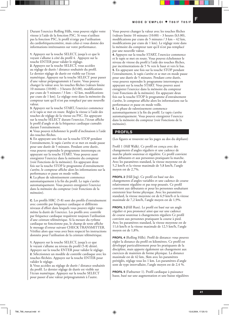 Tunturi T80/F User Manual | Page 41 / 120