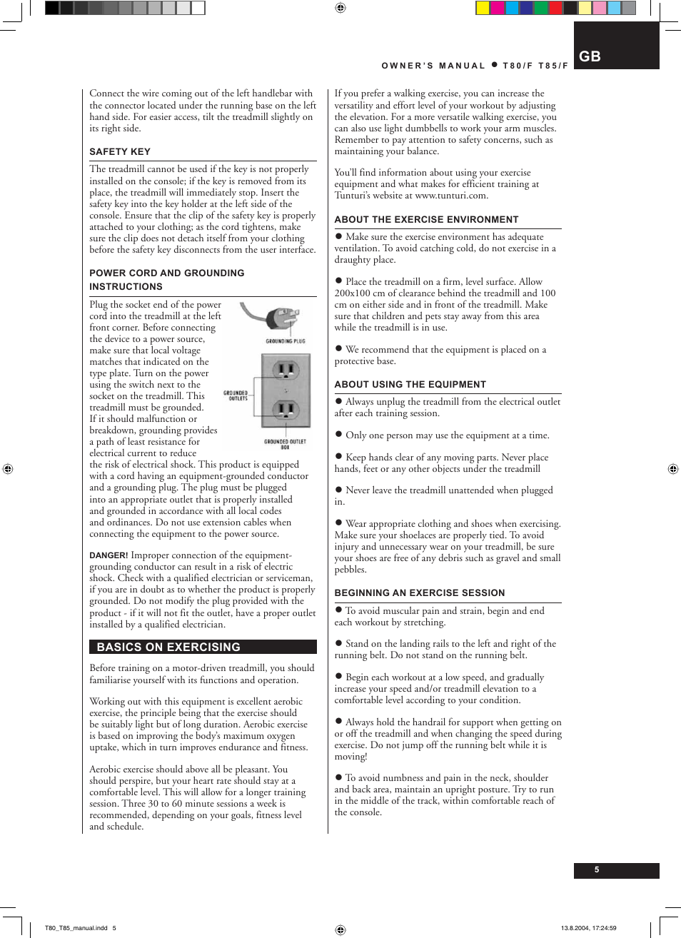 Tunturi T80/F User Manual | Page 5 / 120
