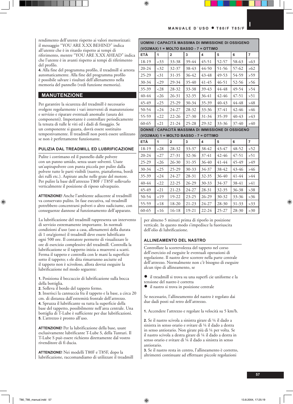 Tunturi T80/F User Manual | Page 57 / 120