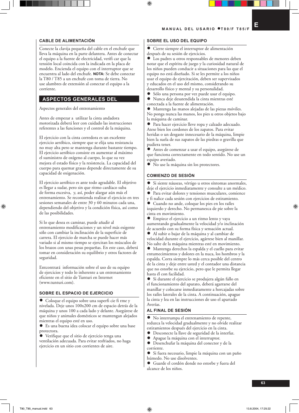 Tunturi T80/F User Manual | Page 63 / 120