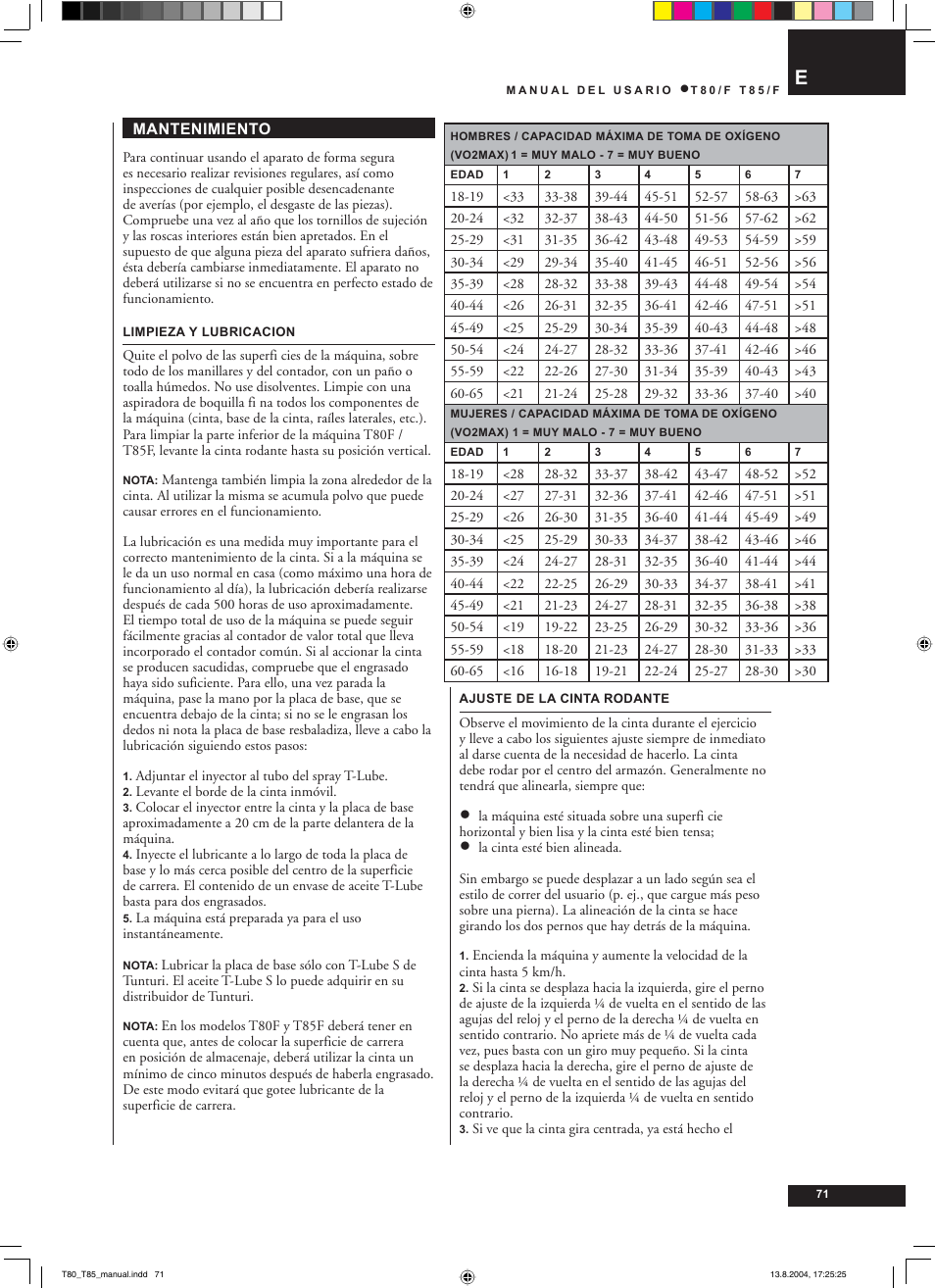 Tunturi T80/F User Manual | Page 71 / 120