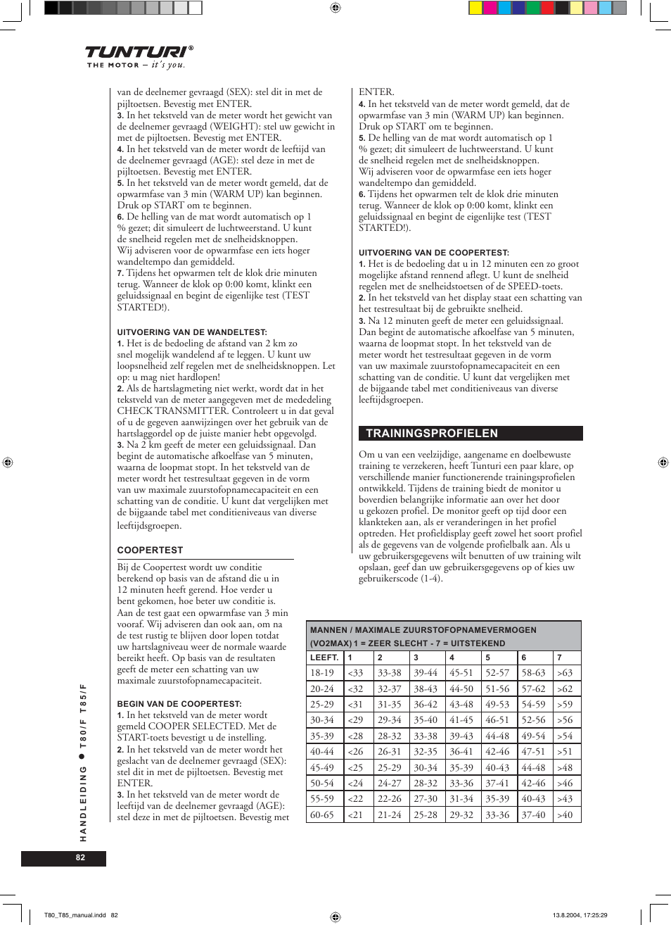 Tunturi T80/F User Manual | Page 82 / 120