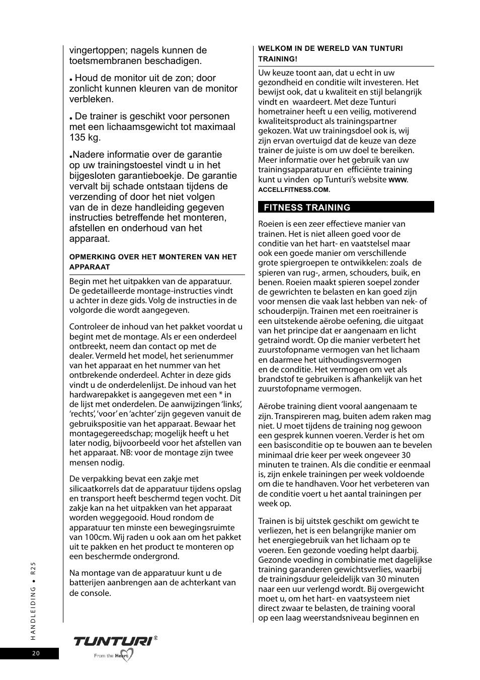 Tunturi R25 User Manual | Page 20 / 58