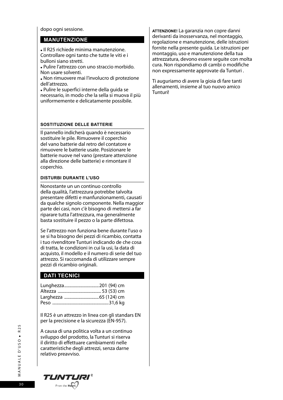 Tunturi R25 User Manual | Page 30 / 58