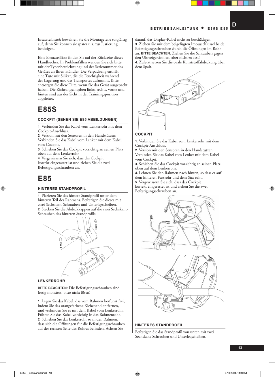 E85s | Tunturi E85S User Manual | Page 13 / 92
