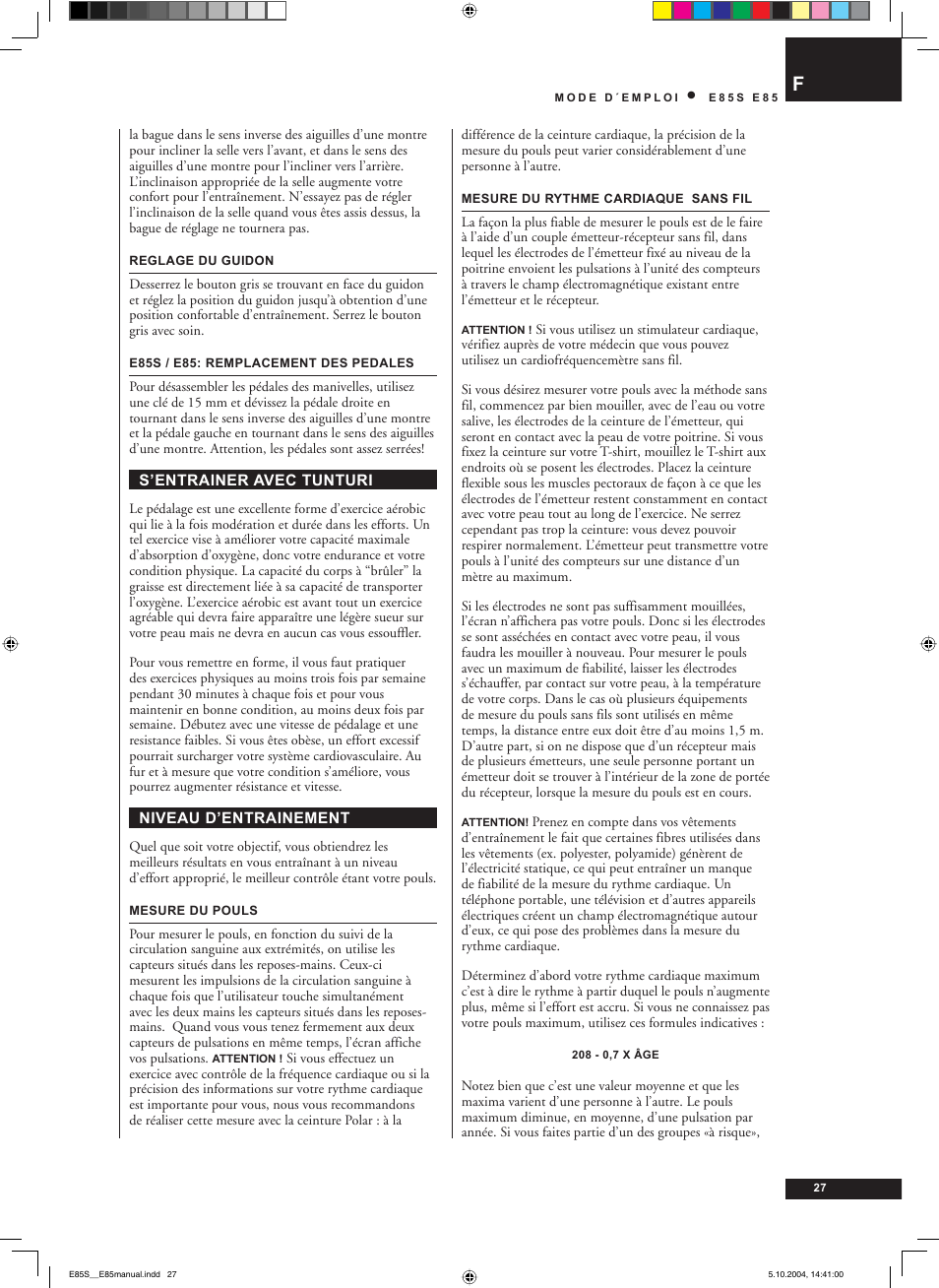 Tunturi E85S User Manual | Page 27 / 92