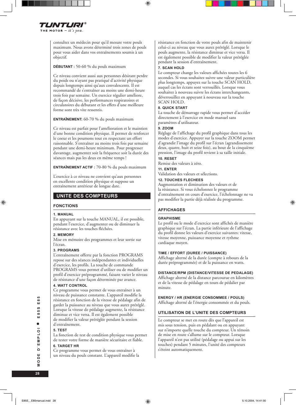 Tunturi E85S User Manual | Page 28 / 92