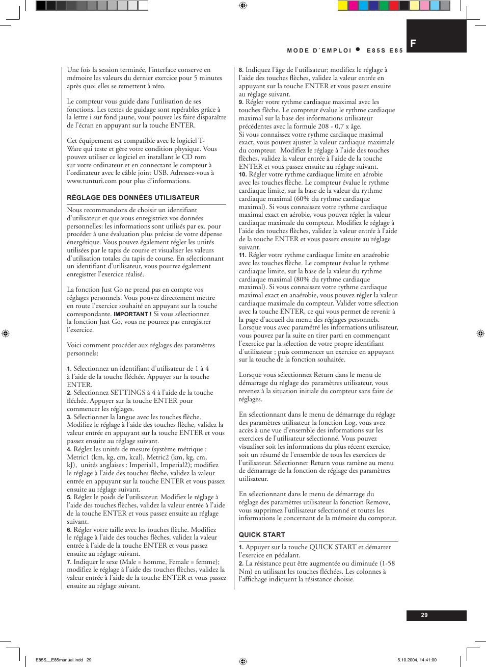 Tunturi E85S User Manual | Page 29 / 92