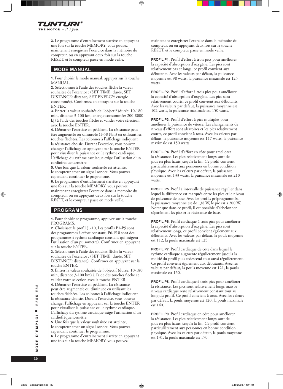 Tunturi E85S User Manual | Page 30 / 92