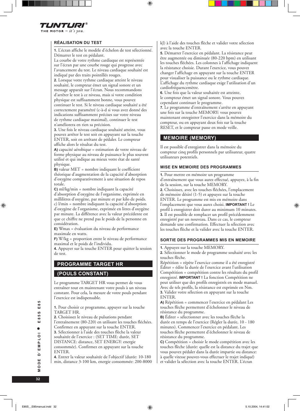 Tunturi E85S User Manual | Page 32 / 92