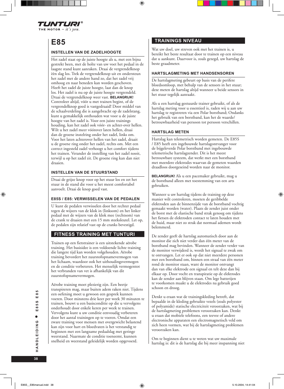 Tunturi E85S User Manual | Page 38 / 92