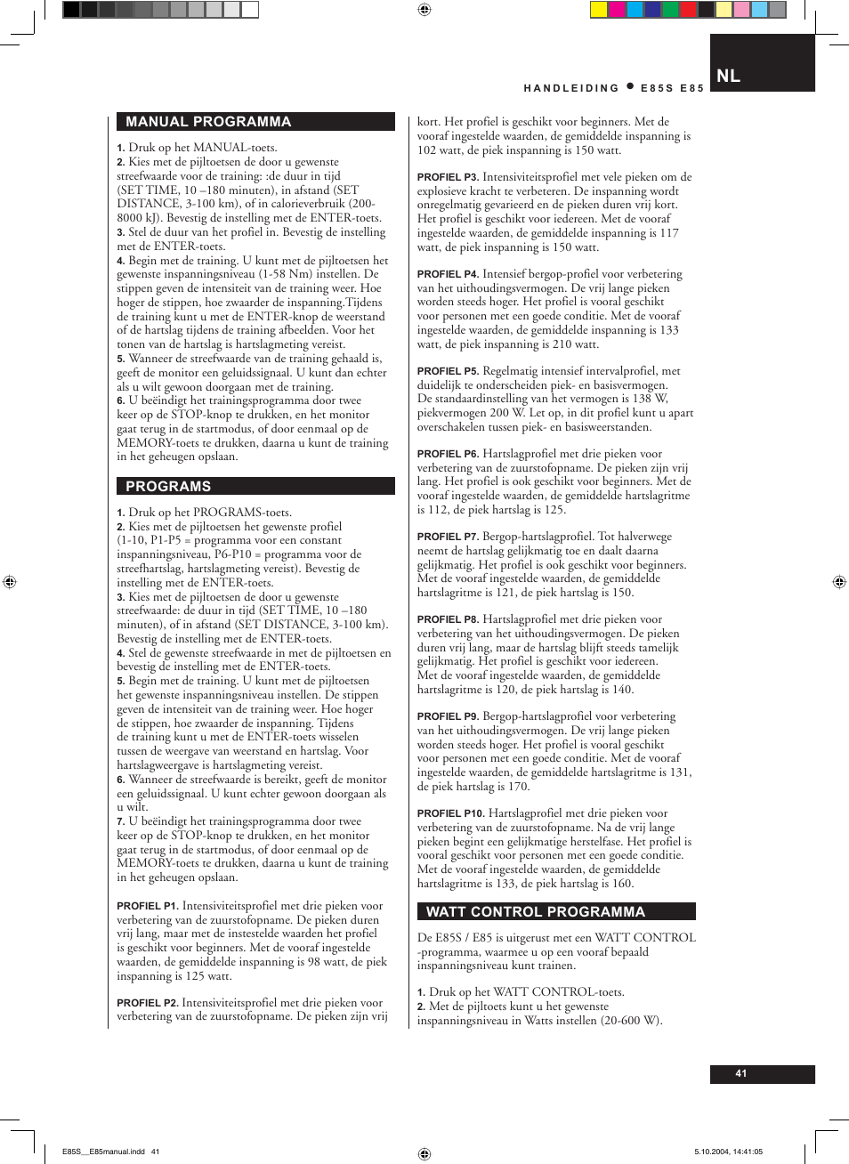 Tunturi E85S User Manual | Page 41 / 92